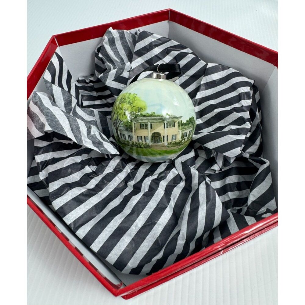 NWT Magnolia Christmas Hillcrest Estate Blown Glass Ball Ornament Waco TX w/ Box